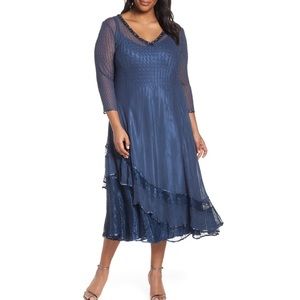 Komarov tiered blue lace dress plus size 3X